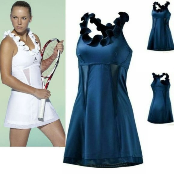 Nwt RARE STUNNING Adidas Stella McCartney BLUE Ruffle Tennis Dress XS